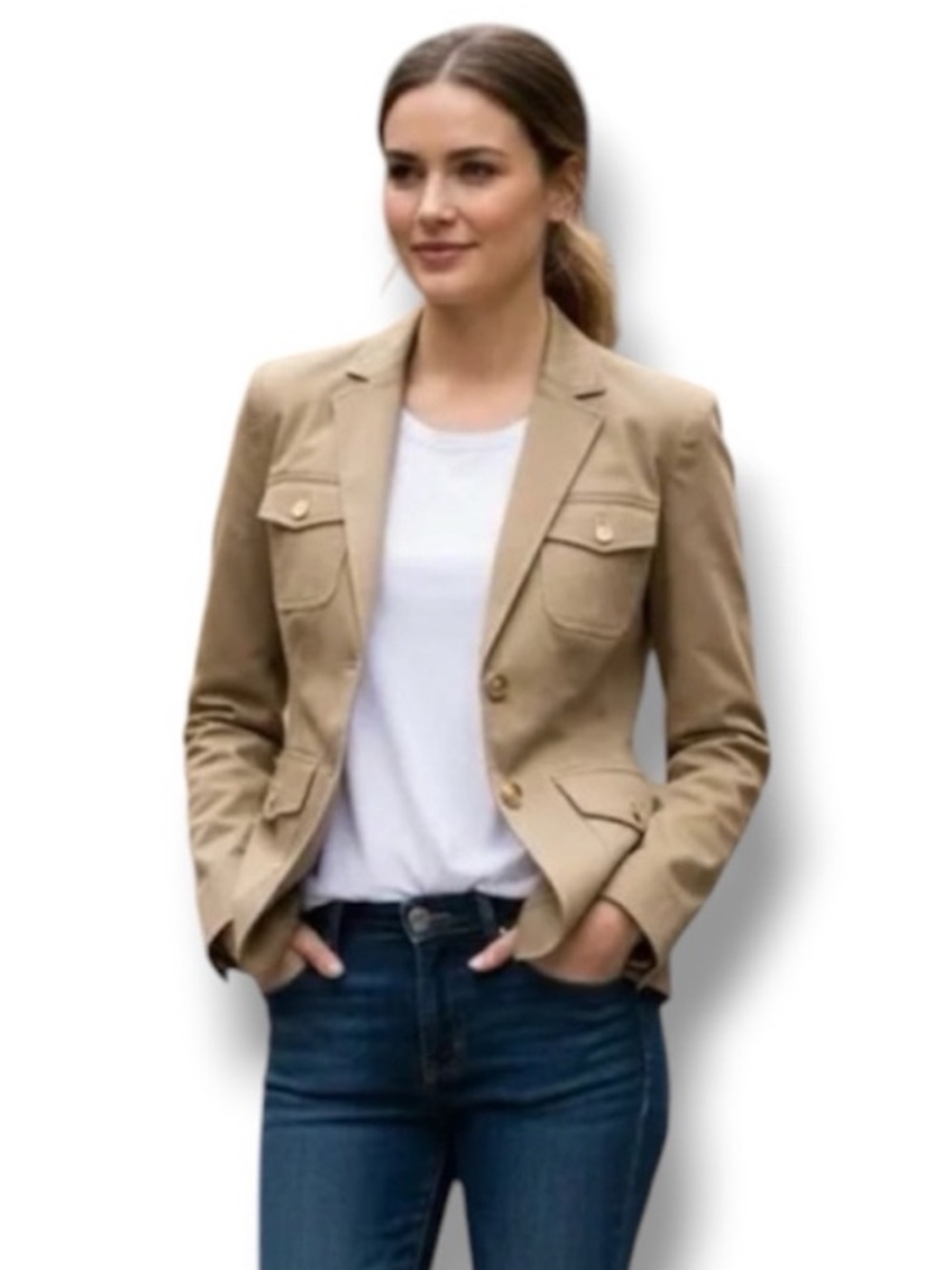 Victoria's Secret Body By Victoria Vintage Khaki Cargo Blazer Sz 6⁠
